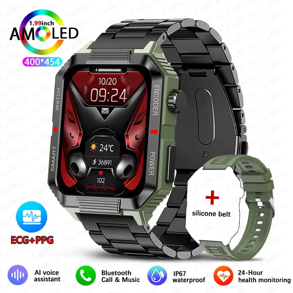 NFC GPS Men Smartwatch 1.99‘’ AMOLED Screen 120+ Sport & Fitness Waterproof Watch Outdoor Weather Data Bluetooth Call Smartwatch