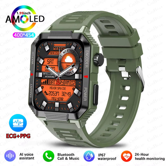 NFC GPS Men Smartwatch 1.99‘’ AMOLED Screen 120+ Sport & Fitness Waterproof Watch Outdoor Weather Data Bluetooth Call Smartwatch